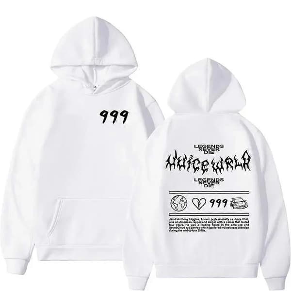 Juice Wrld Hættetrøjer til Mænd & Kvinder - Oversized Vinter Streetwear Langærmet 9 L