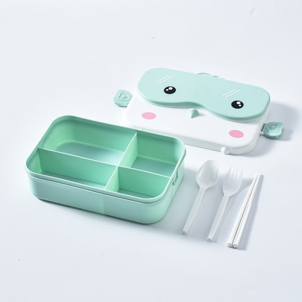 Skolbarn Bento Lunchbox rektangulär läckagesäker plastanime Grön one size
