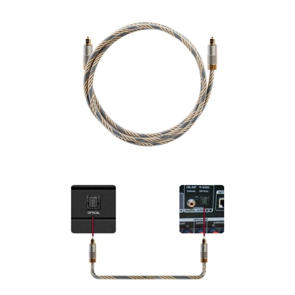 Optisk kabel SPDIF Digital ljud Optisk fiberkabel för hemmabiosystem Högtalare Ljudfält TV-spelare Nylon 1,5m