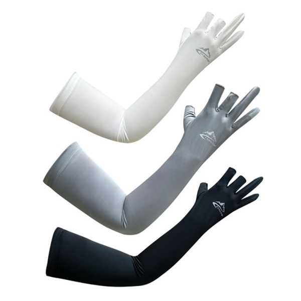 Fiskarmärmar for menn Summer Ice Silk Elastic UV Protectio White