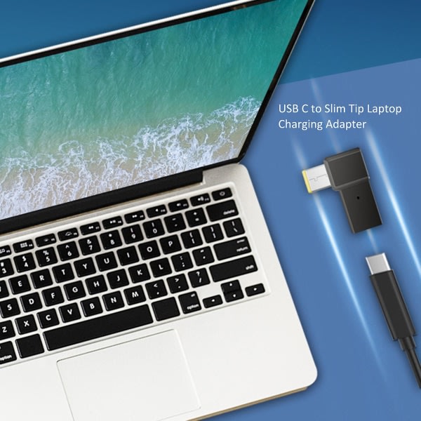 USB C till DC Slim Tip Square Jack Plug Converter för Lenovo ThinkPad Laptop, 100w Pd snabbladdningskabel