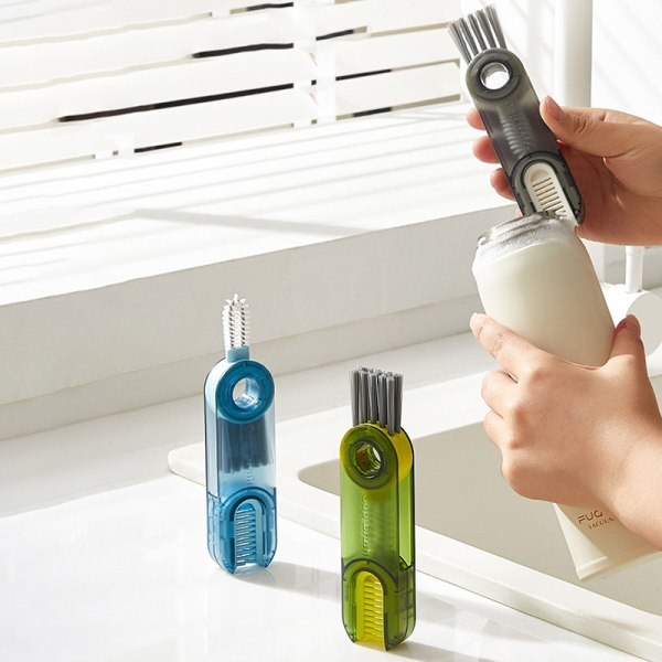 Plastkoppsborste Multifunktionell 3-i-1 U-formad muggborste Wa Blue