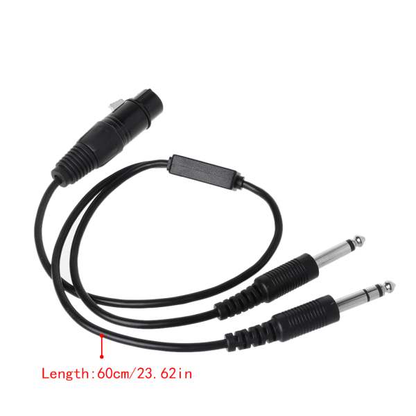 Svart flyhodetelefonadapter for buss XLR til GA (dobbel plugg) Pilothodetelefonadapter