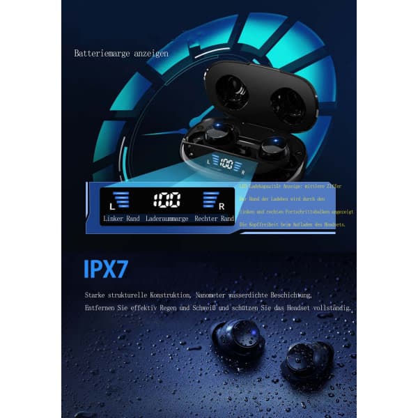 Bluetooth-headset, aktiv støjreduktion, LED-display