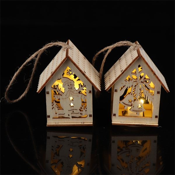 God Jul LED-lys Træhus Lysende Hytte Juleklokke one size Bell one size
