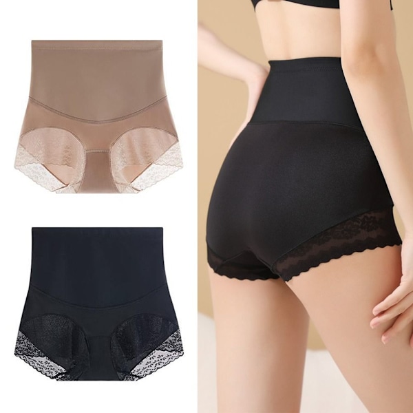 Naisten korkeavyötäröiset vatsaa litistävät muotoilevat shortsit, nude nude 2XL