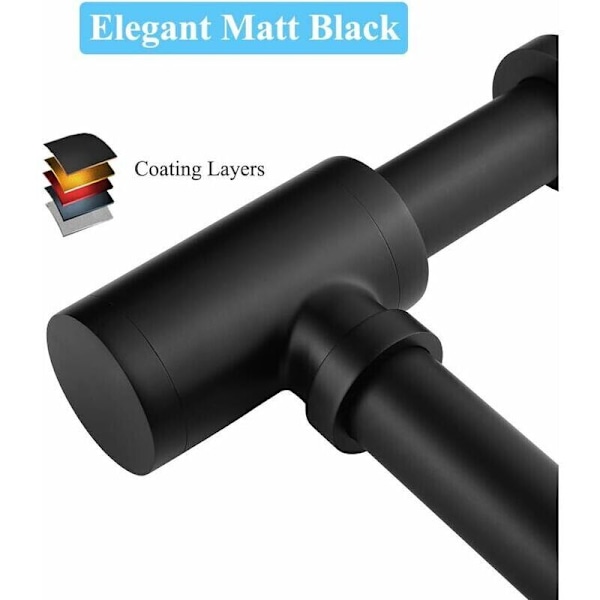 Vattenlås i mässing, universellt vattenlås med 200 mm förlängningsrör, 1 1/4 x 32 mm justerbar luktsäker läckagesäker sifon, matt svart