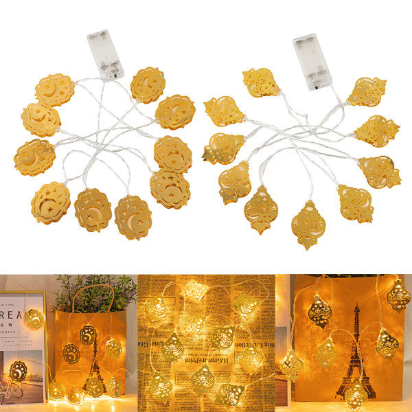 10 LED-valoa Kuun ja Tähden muotoisessa LED-valoketjussa Eid Mubarak Ramadan -koristeeksi Islamilaiseen Muslimijuhlaan - BZ2370-W