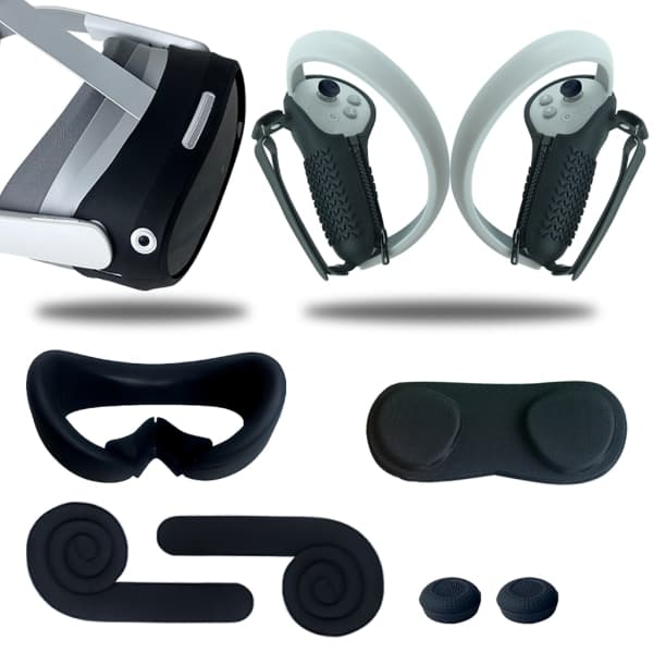 VR Silikondekselsett for Pico 4 VR-headset Ørebeskyttelse Hodebånd Svart