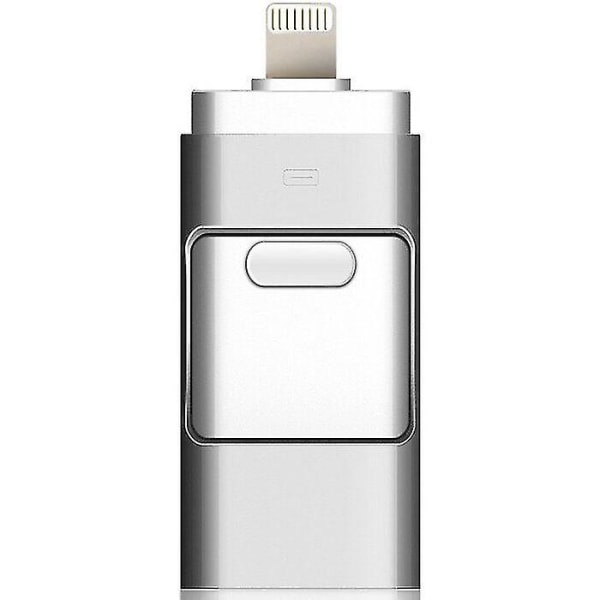 3 i 1 USB-hukommelse Expansion Memory Stick OTG Pendrive til iPhone iPad Android PC () Sølv 128 GB