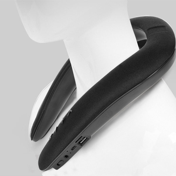 Bärbar Bluetooth-högtalare för nackband, kreativ nackhängande högtalare, nackhängande mikrofon svart