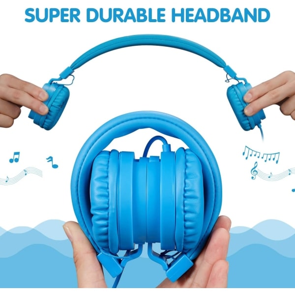 Hopfällbara hörlurar, On-Ear Audio Justerbara lätta hörlurar för mobiltelefoner Smartphones Iphone Bärbar dator Mp3/4 hörlurar (blå)