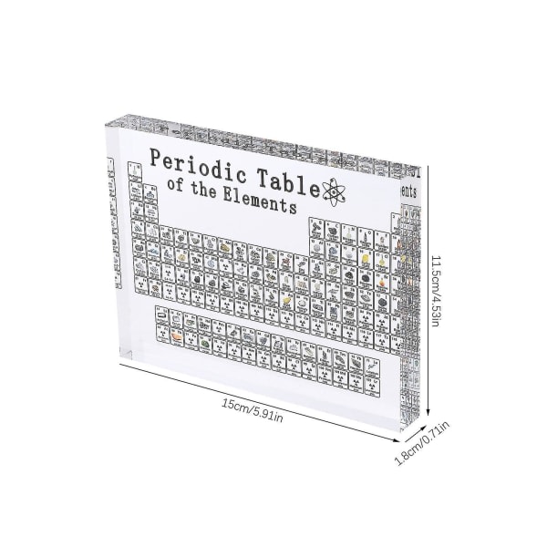 Periodiska systemet med element, akryl tabell display prydnad