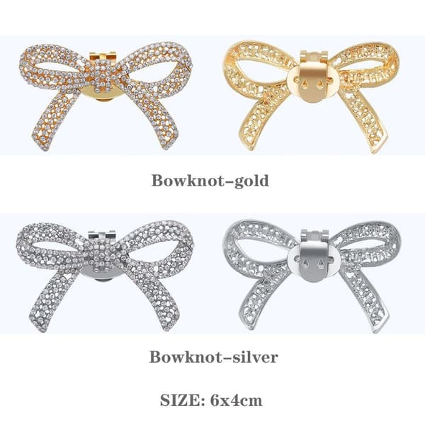 2 stk. Damesko Klips Bryllup Brude Sløjfe Sko Dekoration silver Bowknot