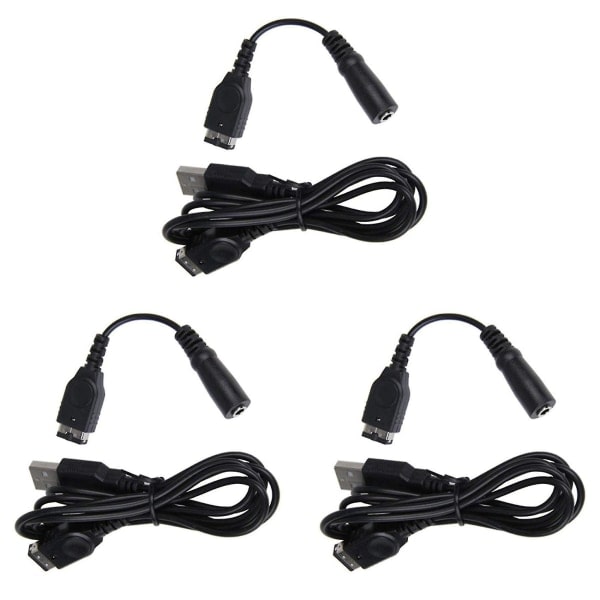 3x latauskaapeli ja 3,5 mm kuulokeliitäntäsovitinsovitinjohto yhteensopiva Gameboy Advance Sp:n kanssa