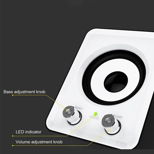 Kompakt 2.1 subwoofer USB-högtalare, kraftfull för bärbar smartphone