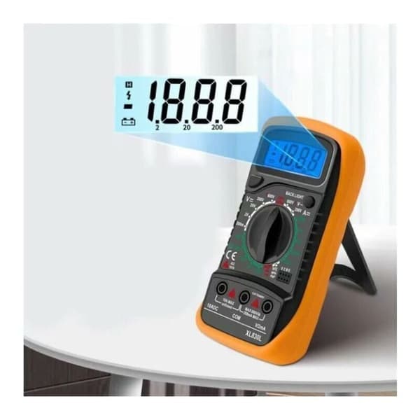 XL830L Digitalt Multimeter - 2000 Tællinger, AC/DC Spænding, Strøm, Modstand, Summer, Transistortester med Baggrundsbelyst LCD-Display