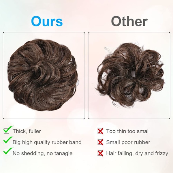 Messy Bull -hiuslisäke, Updo -hiuslisäke, Kiharat ja aaltoilevat hiuslisäkkeet, Bull -hiuslenkit, Tekohiuslisäkkeet naisille ja tytöille Dark brown