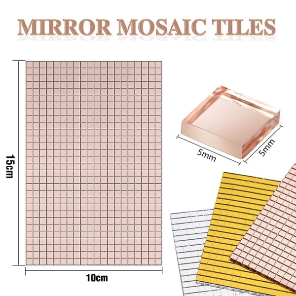 5x5 mm DIY itseliimautuva mini neliön akryyli seinätarrapeili Kulta