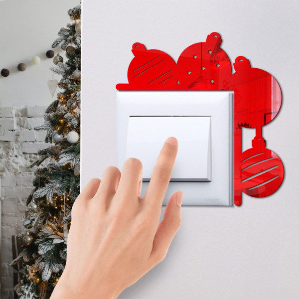 4 kpl/setti God Jul Irrotettavat Kytkimen Tarrat 3D Pallo Riippuva Seinä Tarra Valokatkaisin Ikkuna Deko Loma DIY