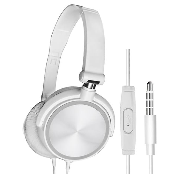 Over Ear Headset Trådbundet hørelur med mikrofon Bas Hifi-lyd Musik Stereo hørelur til Iphone Xiaomi Sony Hu Pc (FMY) Hvid White