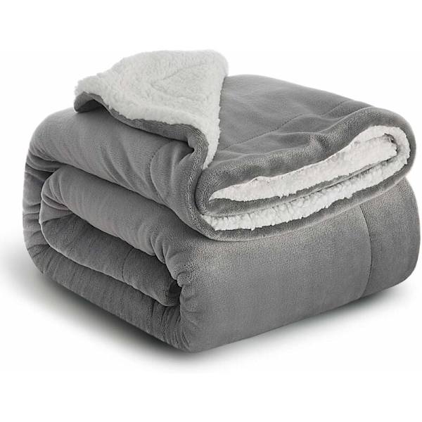 Sofateppe Fleecepledd - Grått Sofateppe 150CMx200CM