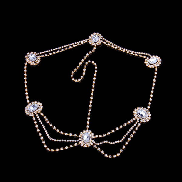 Rhinestone Drop Head Chain Tiara Crystal Pannband Bröllop brudhår