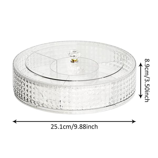 Fruit Bowl, with Lid, Round Bowl Food Storage Container, Compartment Box Transparent Organizer for Candy, Fruit, Nuts, Snacks