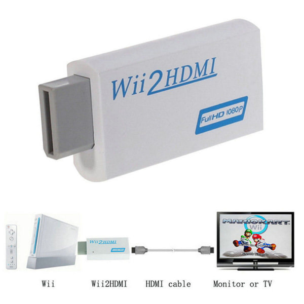 Adapterkontakt for HD Wii til HDMI 1080P/720P oppskaleringomformer hvit One Size white One Size