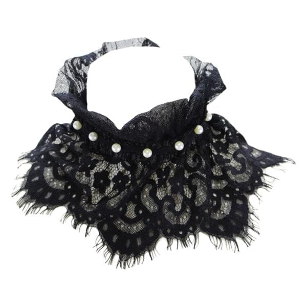 Plisserade Volanger Stativ Falsk Krage Virkad Spets Sommarhalsdukar Imitation Pärla Bead Dekor Halsband Choker