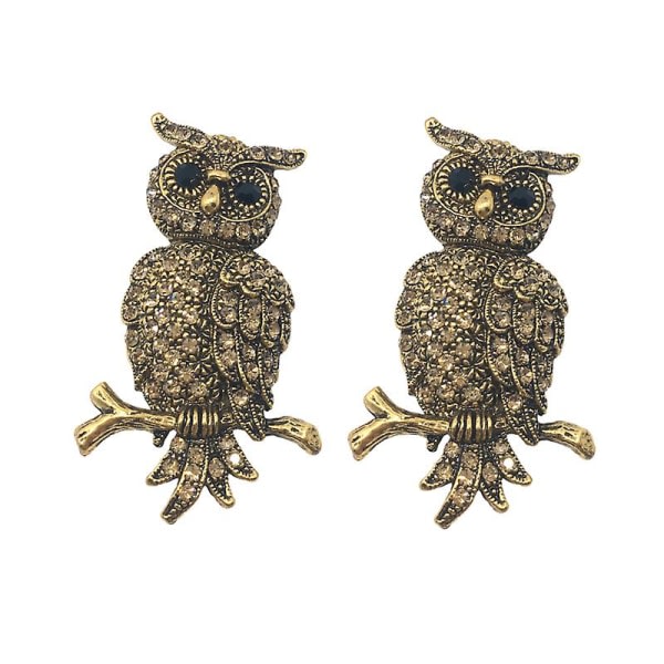 2:a Rhinestone Owl Brosch Fågel Damlegering Kristallsmycken Uggla Brosch Pin Djurbroscher för dekoration som visas M