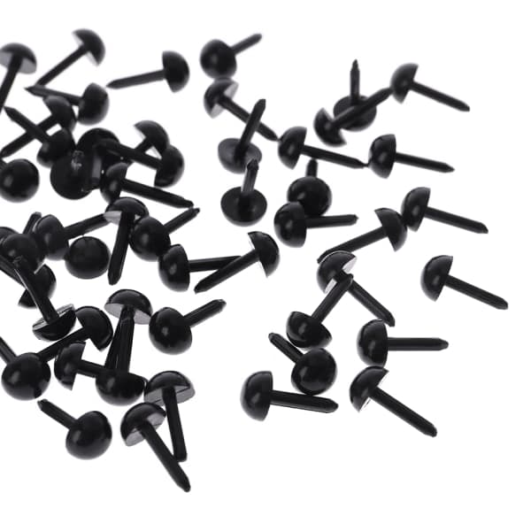 100 stk. 3mm/4mm/5mm/6mm DIY til dukke-mannequin plastik sorte stift sikkerhedsøjne til han 3MM