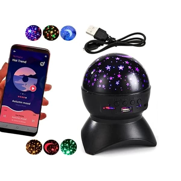 Stjerneprojektor nattlampe stjerne LED høyttaler Bluetooth USB-projektor