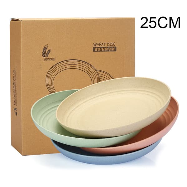 Okrossbara Tallrikar Set om 4, Giftfria Säkra för Barn & Vuxna, Lätta Matserviser 25cm
