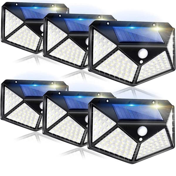 6 pak solcellelamper til udendørs, 100 LED/3-tilstande 270° lysvinkel