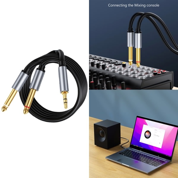 Aux Guitar Kabel 6,5 mm Jack til 3,5 mm Lydkabel Splitter Stereo Lydkabel til Laptop, Mixer, Højttaler 1,5 Meter