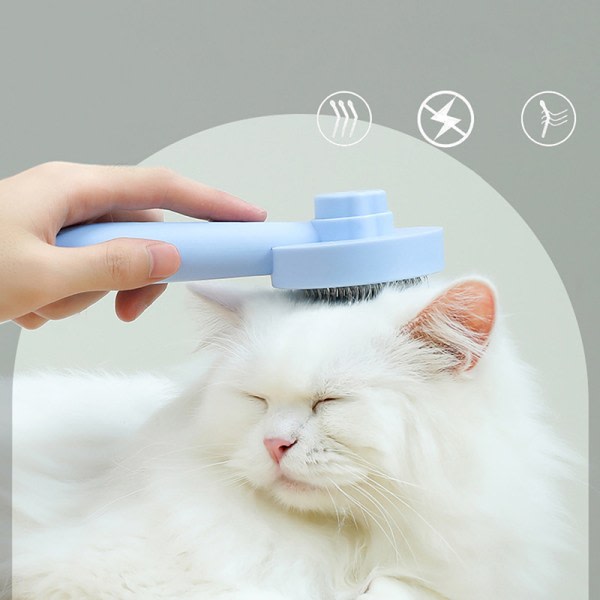 Cat Brush Pet Comb Självrengörande Slicker Brush Remove Hair Groo Blue Onesize