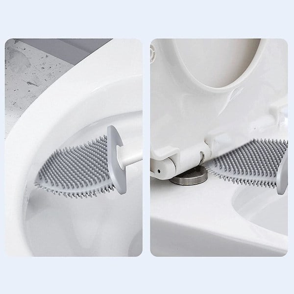 Toalettborste i silikon med hållare, väggmonterad & fristående, hygienisk rengöringsdesign