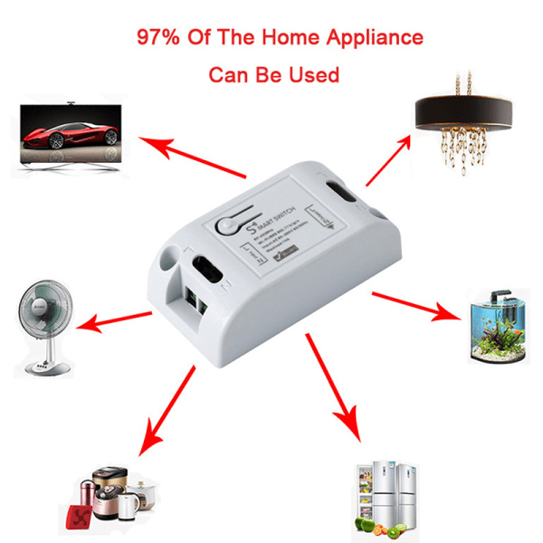 1. Smart Switch Timer DIY Trådløs Switch Stemmestyring Smart Hvid One Size White One Size