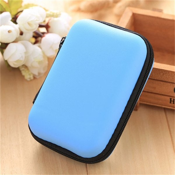 Mode headset Skydda bära hårt case förvaringsbox hörlurar hörlurar 12x8x4cm Blå 12x8x4cm Blue