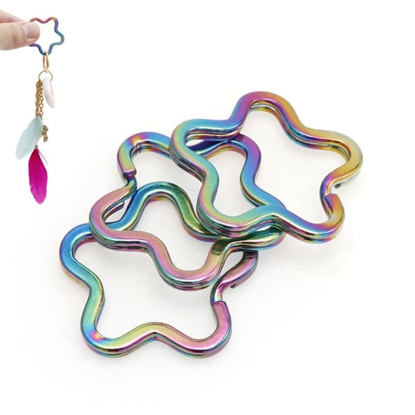 10st Rainbow Split Ring Nyckelringar VIT K FEMUDDIG STJÄRNA