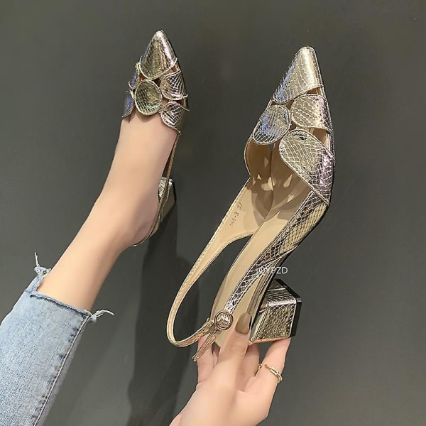 Mode Kvinnor Läder 3 cm Högklackade Lady Pointe Toe Kvinnors Högklackade Skor