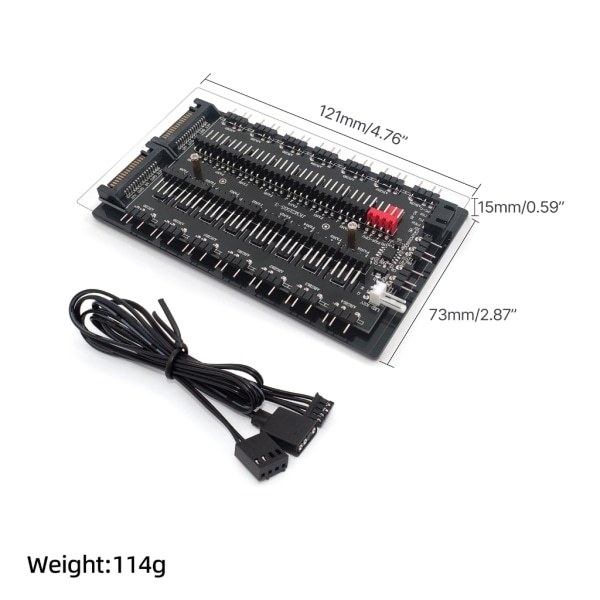 Moderkort 4 Pin PWM Køler Fan Hub Splitter 16 Way Extension SATA Power Port