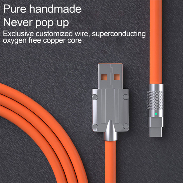 120W 6A Supernopea lataus Type-C -neste silikonikaapeli Nopea US Orange For TypeC 1m Orange For TypeC 1m