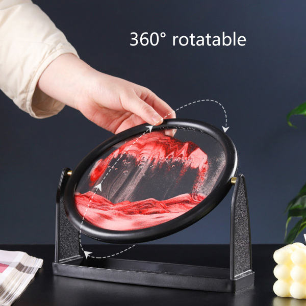Roterbar Rörlig Sandsjöbild 3D Rörelsevisning Flytande Quicksand Ram för Hem Sovrum Vardagsrum Dekoration Present Tillbehör Blå
