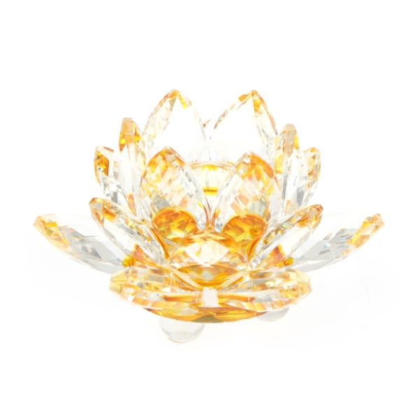 60 mm kvartskrystal Lotusblomst Håndværk Glas Fengshui Prydnad Gul one size Yellow one size
