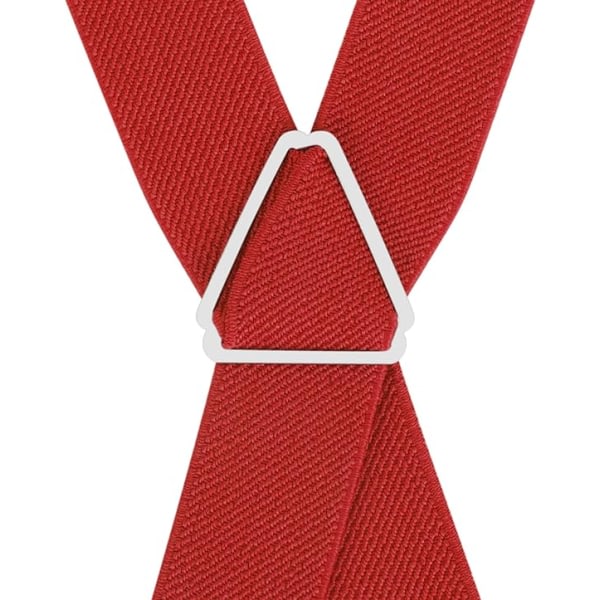 Hängslen för män med 4 klipp X-form, justerbara elastiska hängslen för herrbyxor, hängslen för män för bröllop Business Casual hängslen (röd)