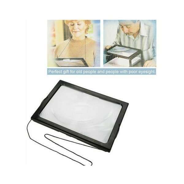 Foldbar Ultratynd A4 Fuldside LED Lup med 3X 4 LED Lamper til Læsning