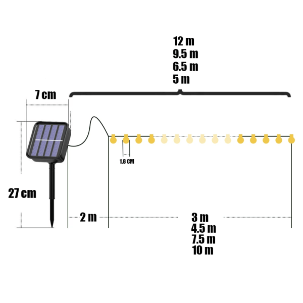 20-100 LED aurinkovalo ulkona IP65 vedenpitävä nauha keijuvalot aurinko puutarha Garlandit joulukoriste 12M warm waterproof 1PC 5M 20LEDs