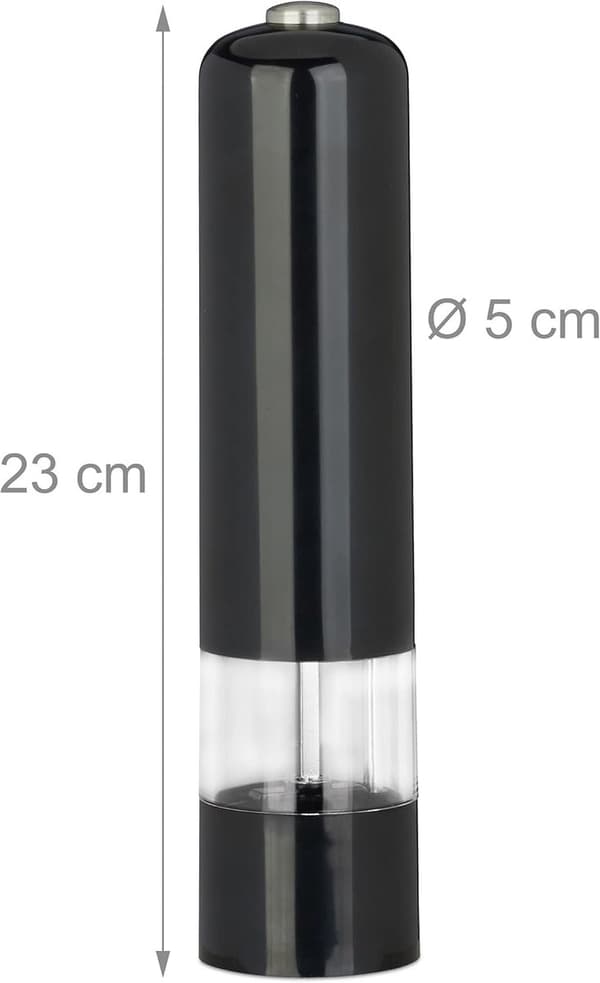 Elektrisk peber- og saltkværnsæt, keramisk kværn, justerbar kværn, LED-lys, køkken og spisestue, sort/hvid, 22 cm, 2-pak